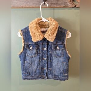 Kids Denim Jacket with Faux Fur Collar